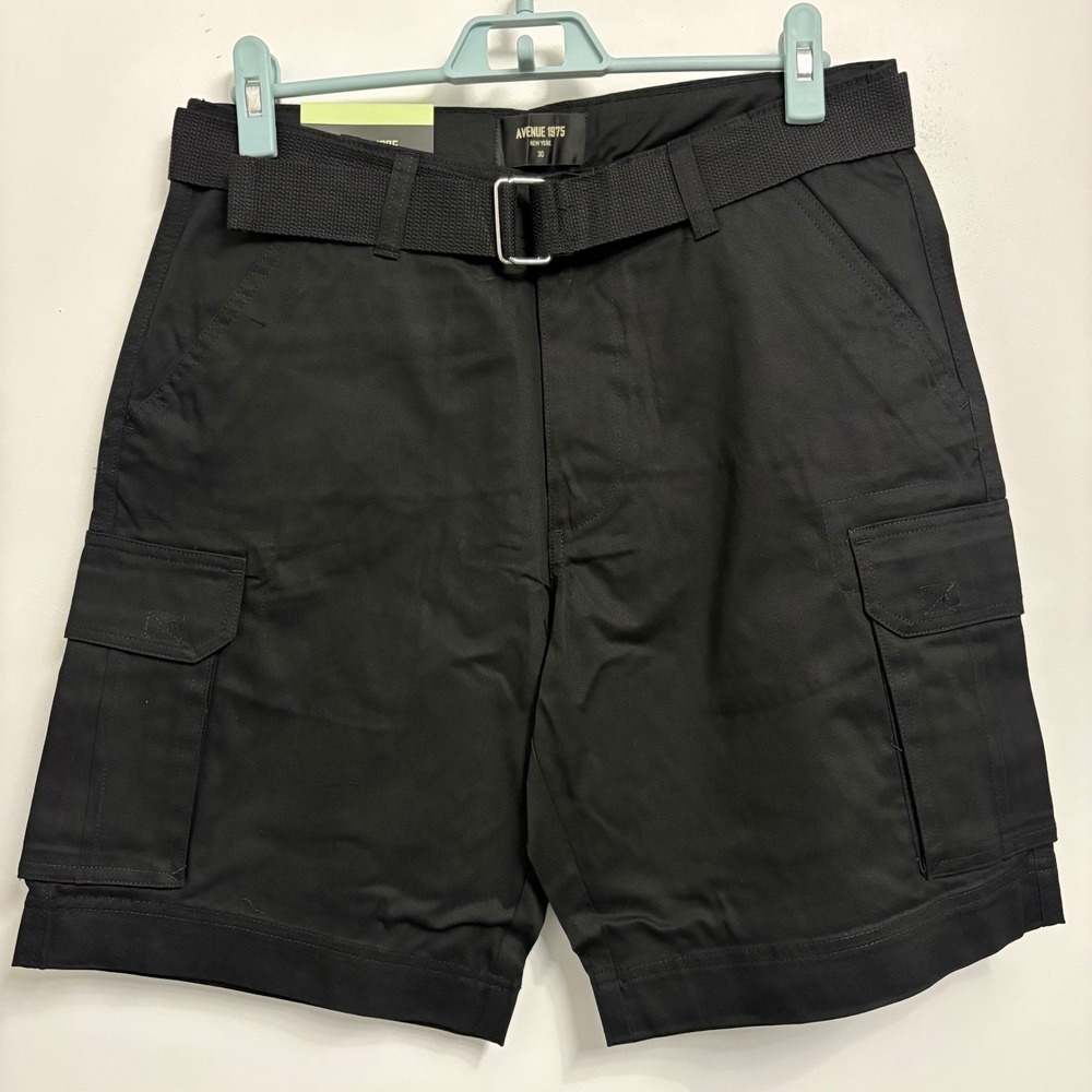 Avenue 1975 New‎ York Mens Cargo Shorts Black Size 38 Belted New With Tags